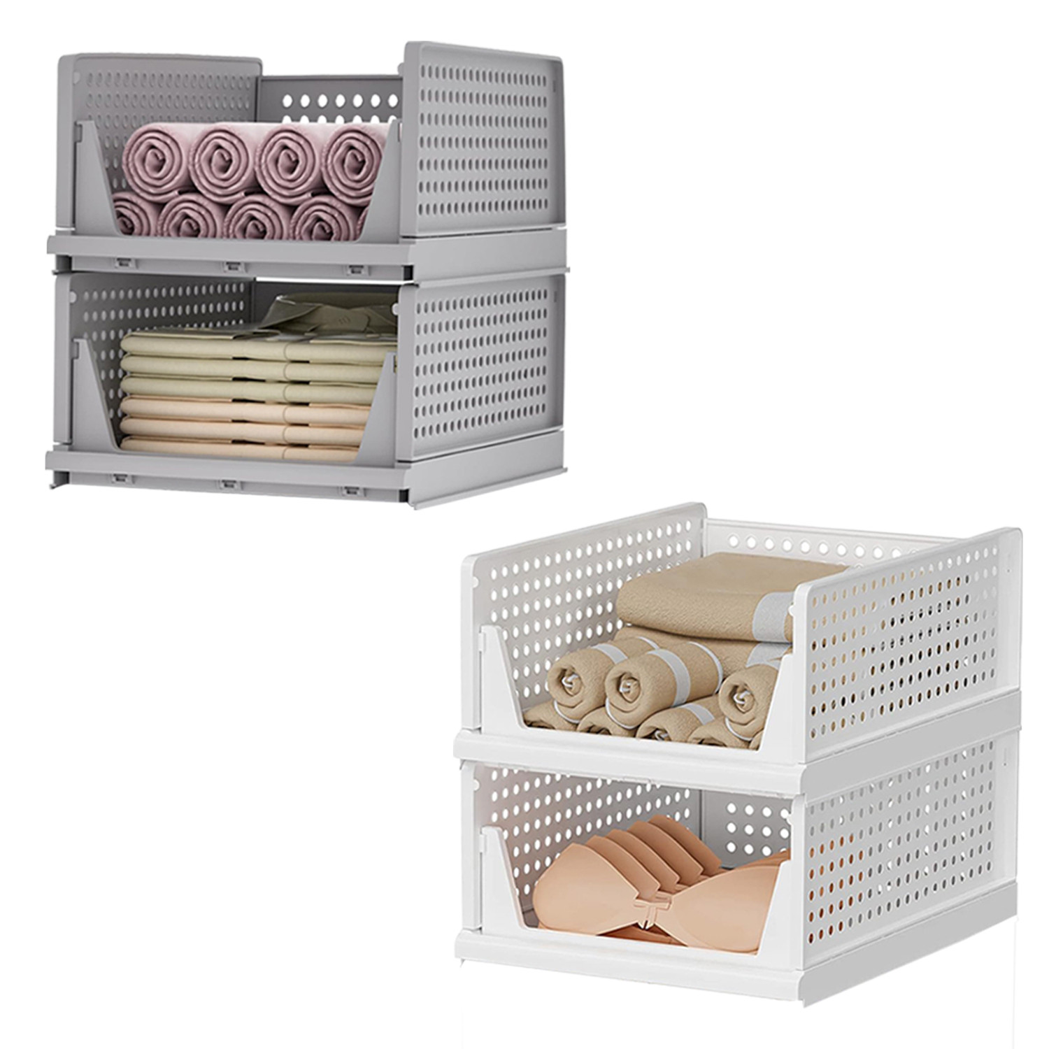 Kuber Industries Storage Organizer | Wardrobe Organizer For Clothes | Cupboard Organizer | Foldable Shirt Stacker Box | Cloth Box for Almirah | Closet Storage Basket | Large |Multicolor