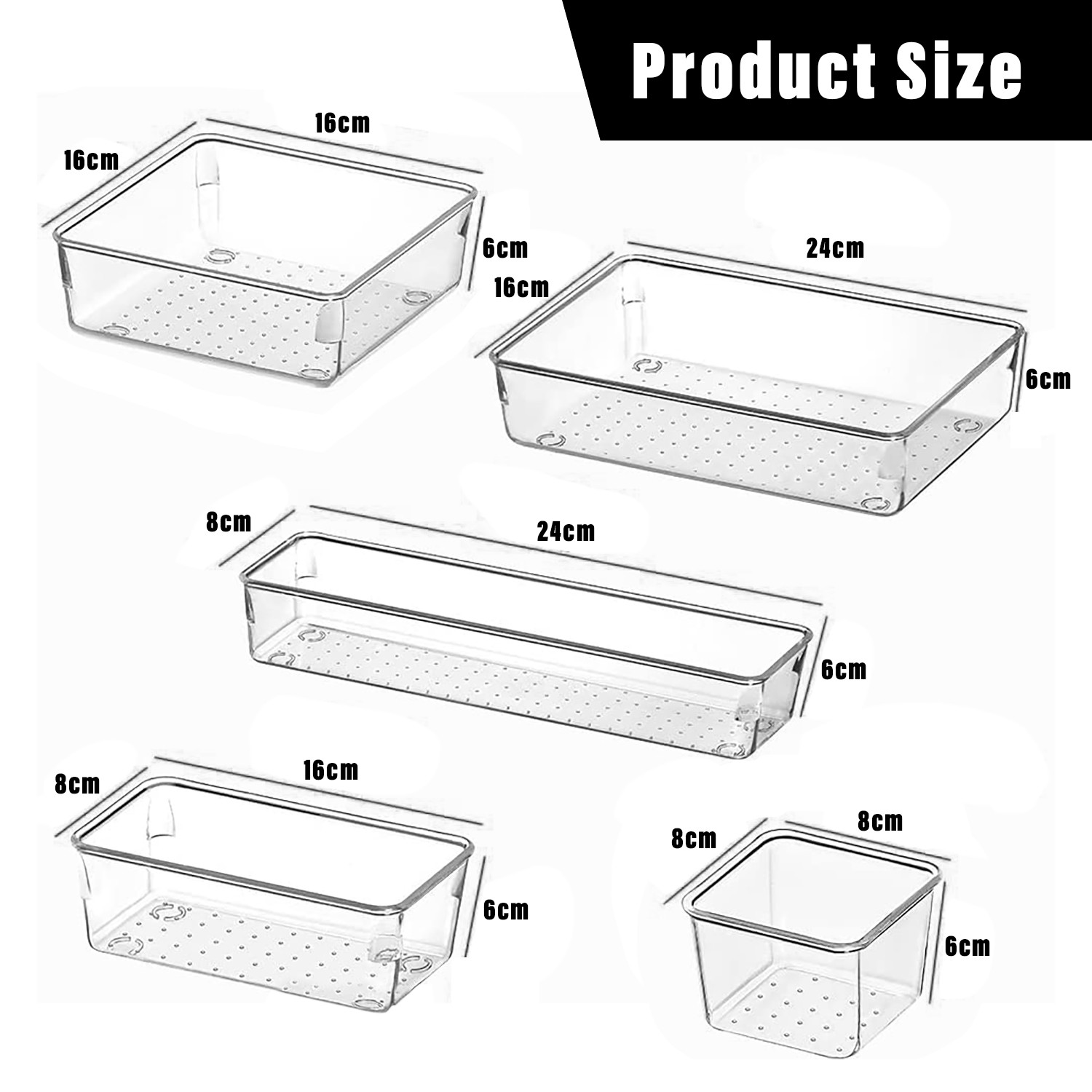 Kuber Industries Storage Organizer Set | Kitchen Organizer | Makeup Organizer Tray Set | Desk Drawer Divider Tray | Multi-Purpose Organizer Set | Stationery Organizer |Transparent