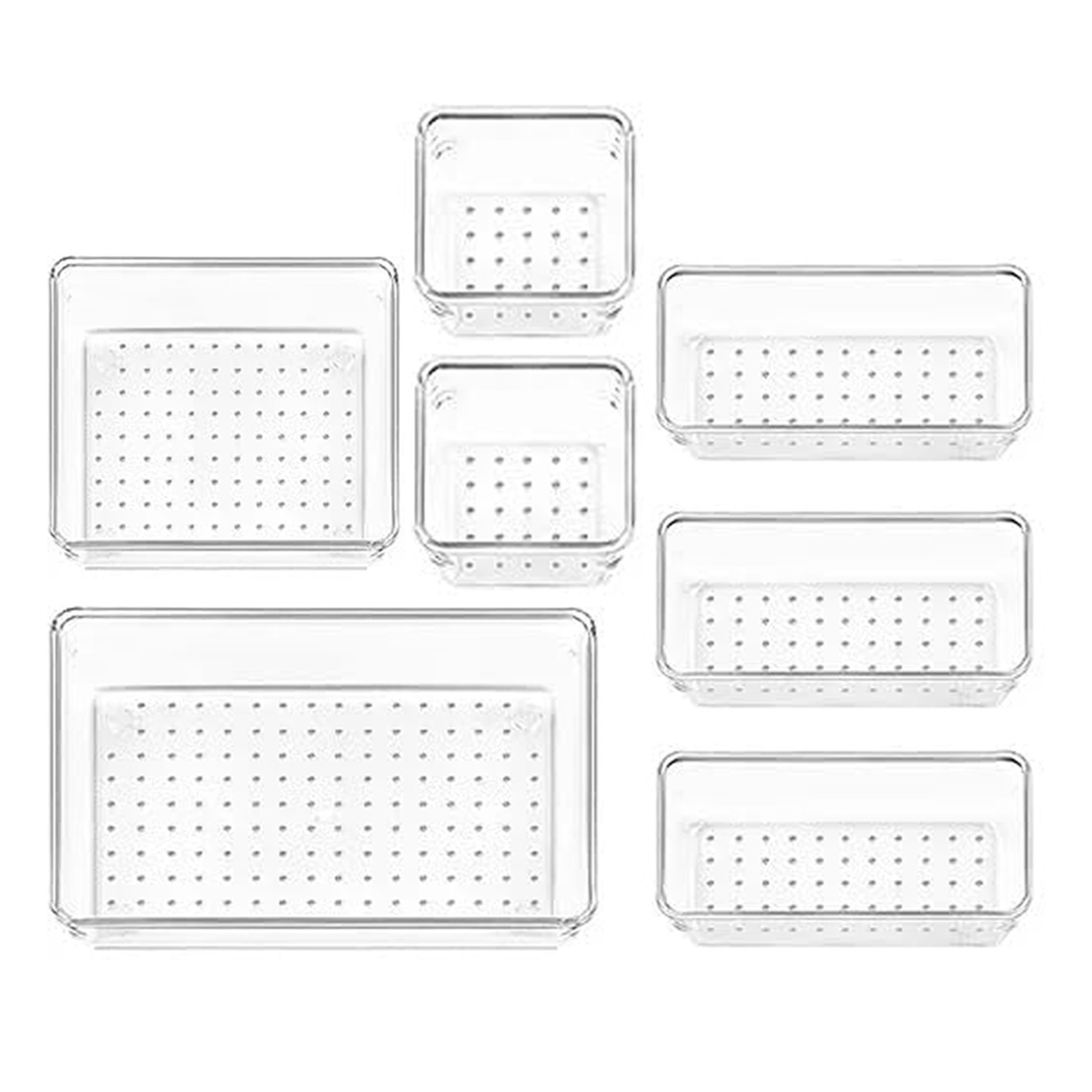 Kuber Industries Storage Organizer Set | Kitchen Organizer | Makeup Organizer Tray Set | Desk Drawer Divider Tray | Multi-Purpose Organizer Set | Stationery Organizer |Transparent