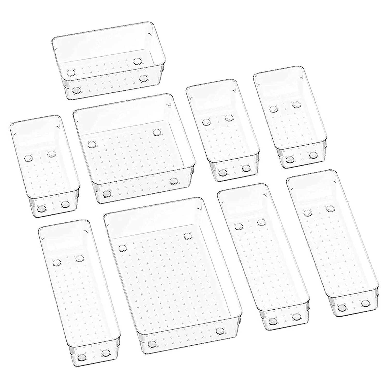 Kuber Industries Storage Organizer Set | Kitchen Organizer | Makeup Organizer Tray Set | Desk Drawer Divider Tray | Multi-Purpose Organizer Set | Stationery Organizer |Transparent