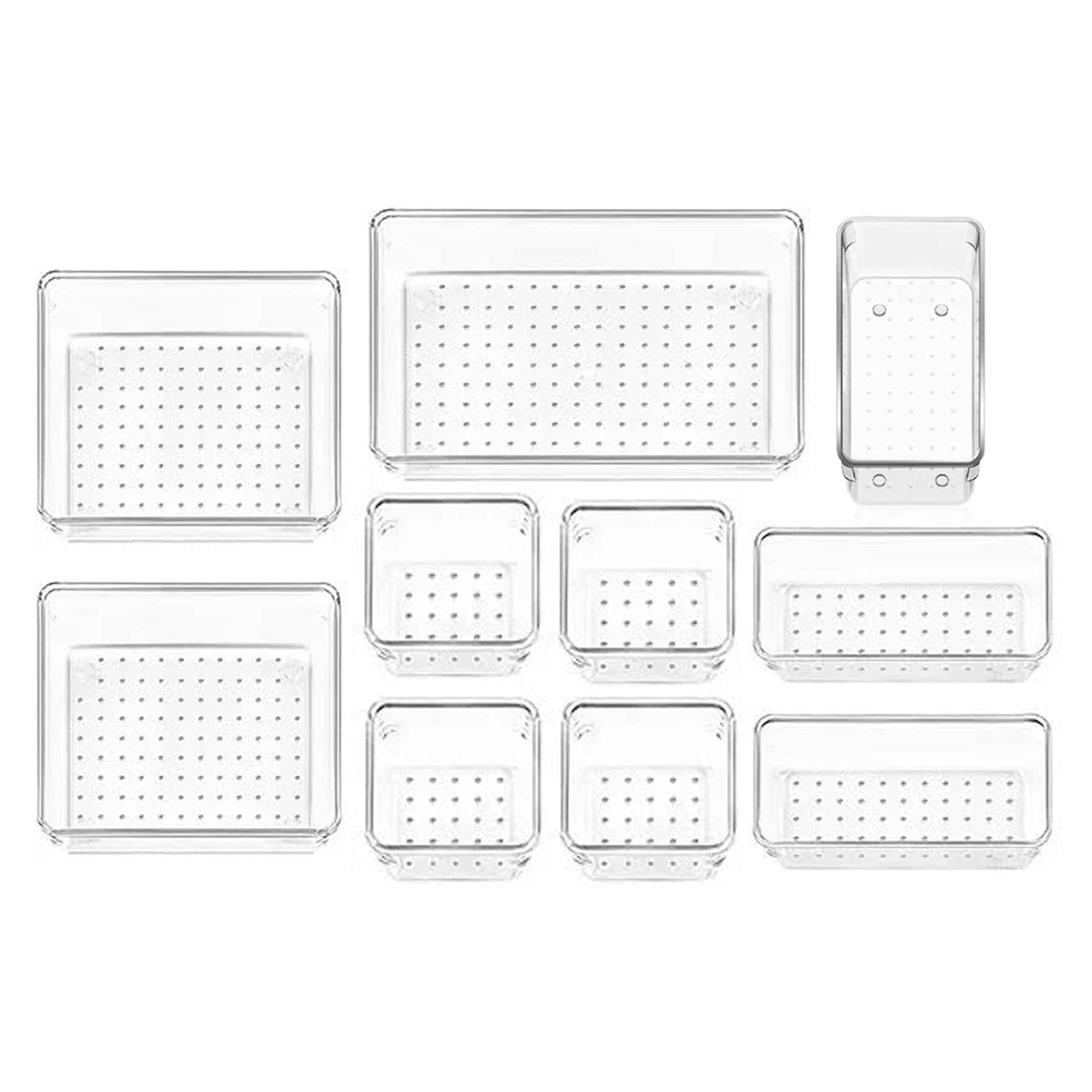 Kuber Industries Storage Organizer Set | Kitchen Organizer | Makeup Organizer Tray Set | Desk Drawer Divider Tray | Multi-Purpose Organizer Set | Stationery Organizer |Transparent