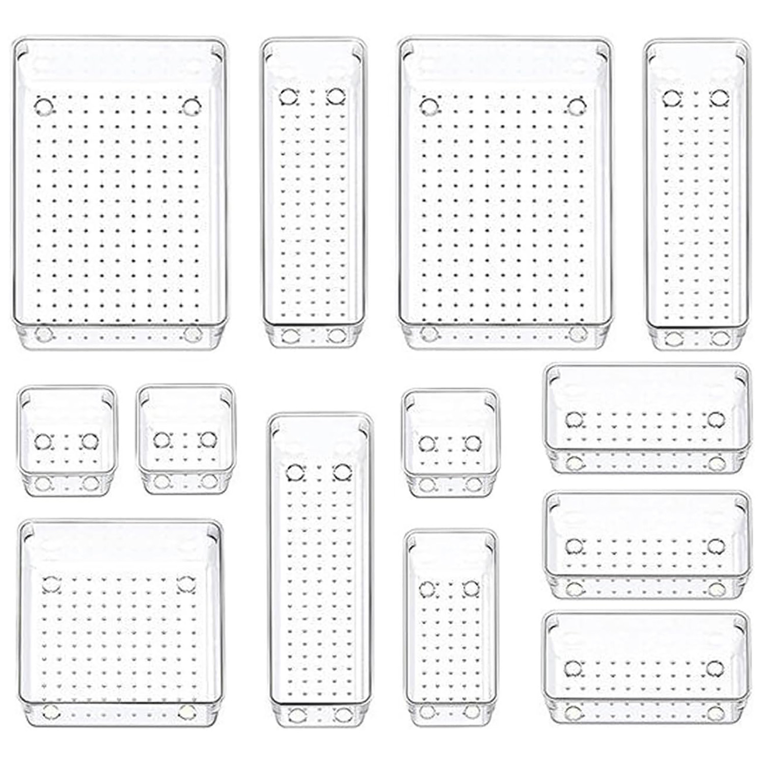 Kuber Industries Storage Organizer Set | Kitchen Organizer | Makeup Organizer Tray Set | Desk Drawer Divider Tray | Multi-Purpose Organizer Set | Stationery Organizer |Transparent