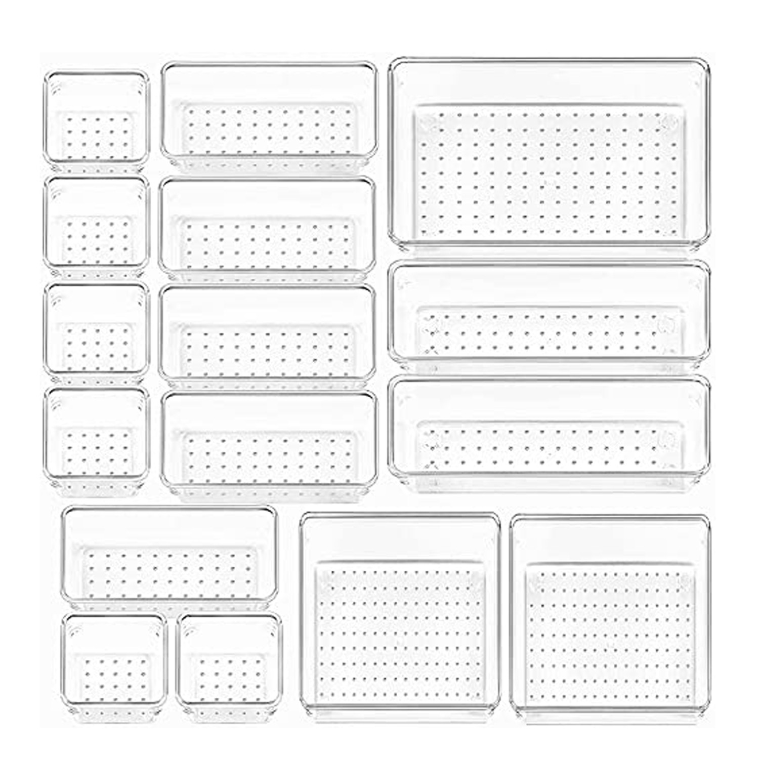 Kuber Industries Storage Organizer Set | Kitchen Organizer | Makeup Organizer Tray Set | Desk Drawer Divider Tray | Multi-Purpose Organizer Set | Stationery Organizer |Transparent