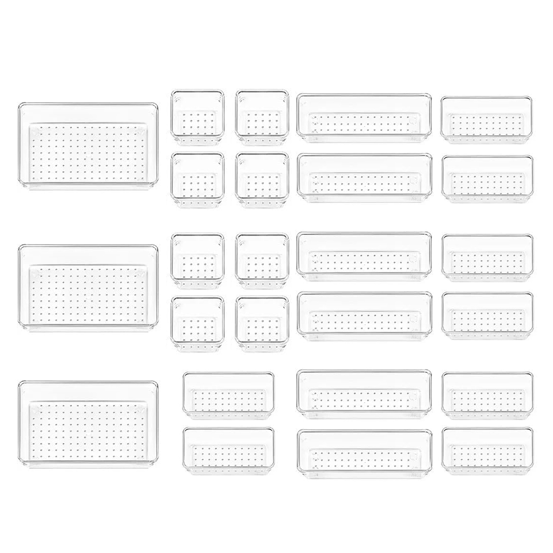 Kuber Industries Storage Organizer Set | Kitchen Organizer | Makeup Organizer Tray Set | Desk Drawer Divider Tray | Multi-Purpose Organizer Set | Stationery Organizer |Transparent