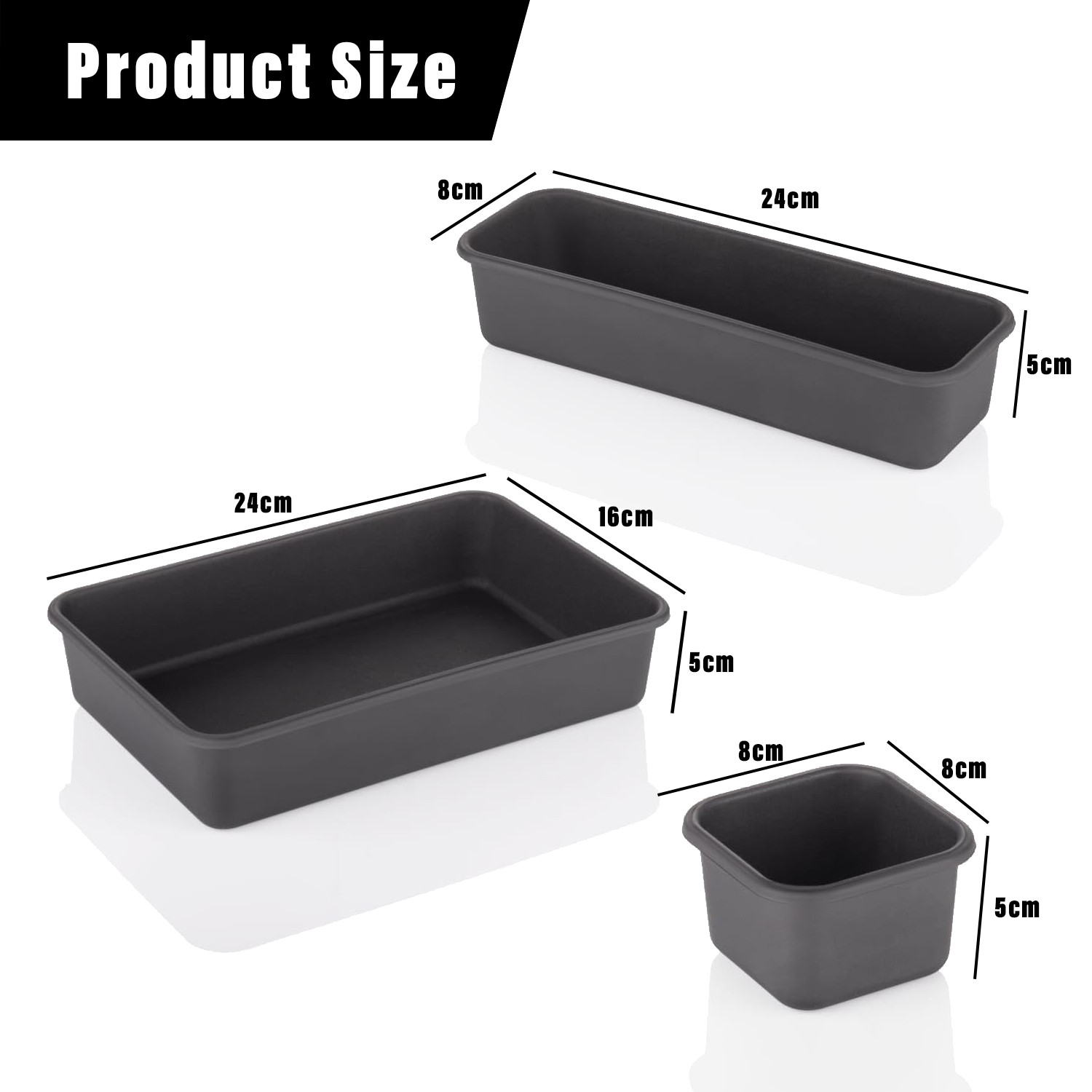 Kuber Industries Storage Organizer Set | Kitchen Organizer | Makeup Organizer Tray Set | Desk Drawer Divider Tray | Multi-Purpose Stationery Organizer with Interlock |Black