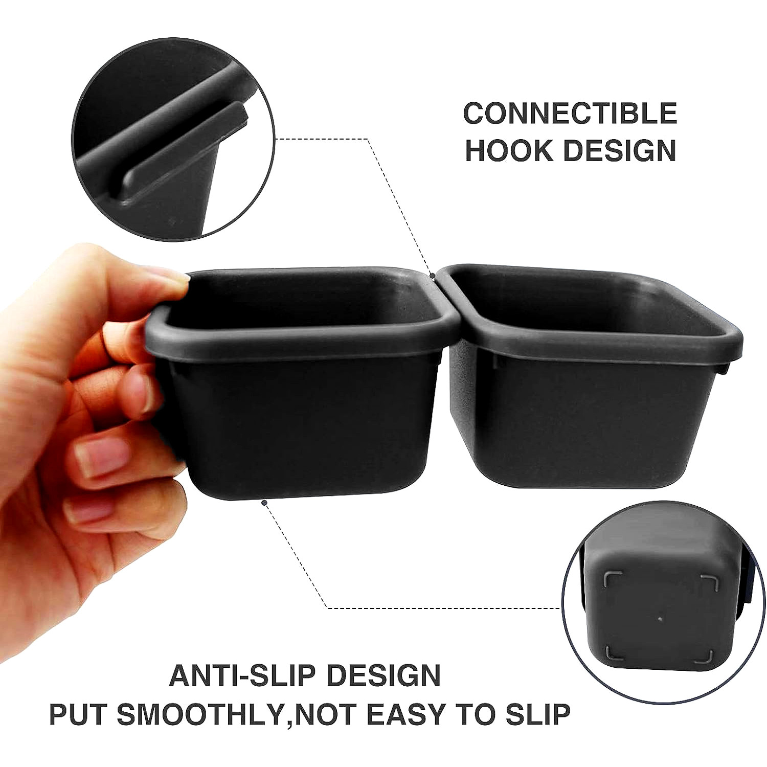 Kuber Industries Storage Organizer Set | Kitchen Organizer | Makeup Organizer Tray Set | Desk Drawer Divider Tray | Multi-Purpose Stationery Organizer with Interlock |Black