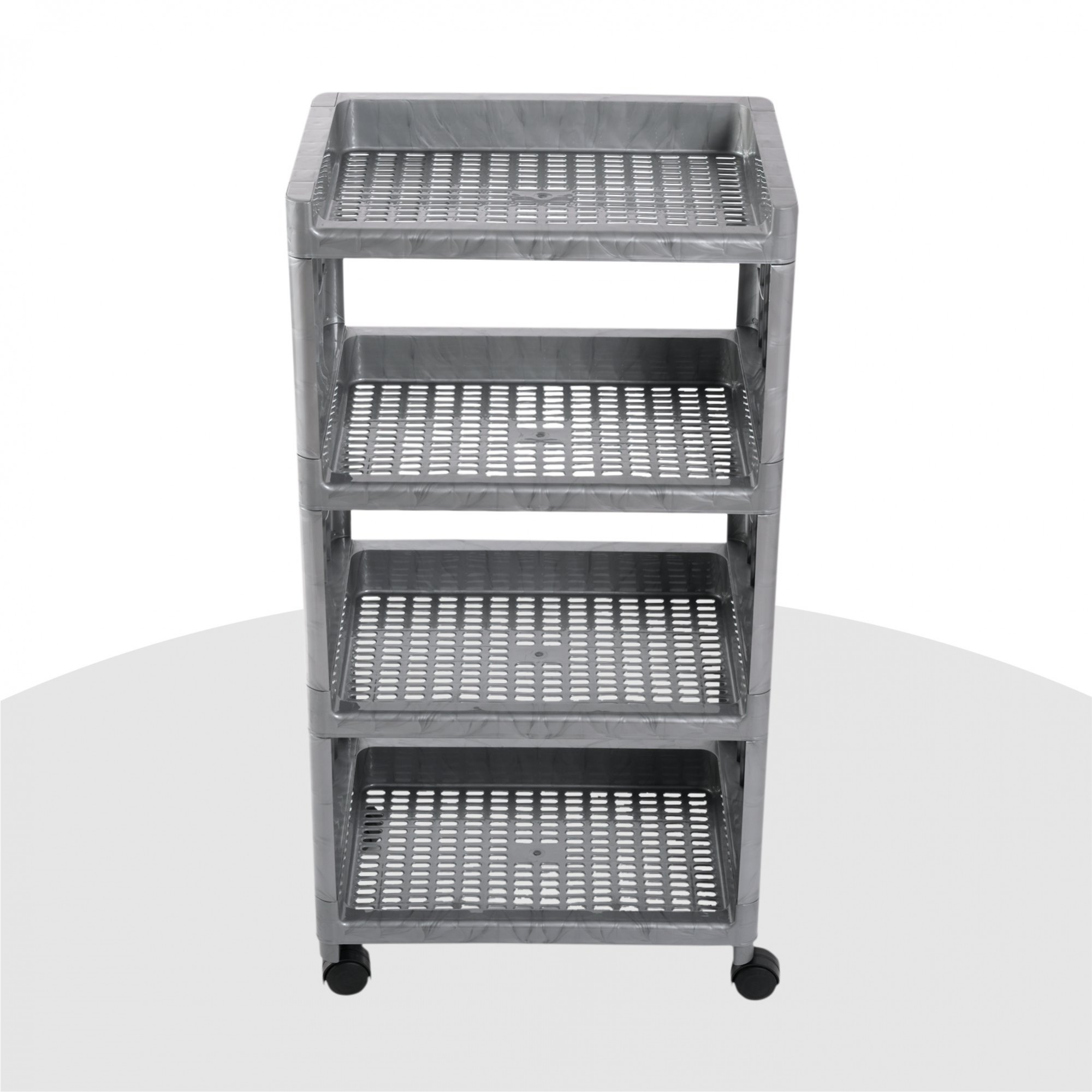 Kuber Industries Storage Rack with Wheels | 4-Shelf Storage Organizer Rack | Multipurpose Storage Trolley Rack for Kitchen-Home-office | Vegetable Storage Trolley | Gray
