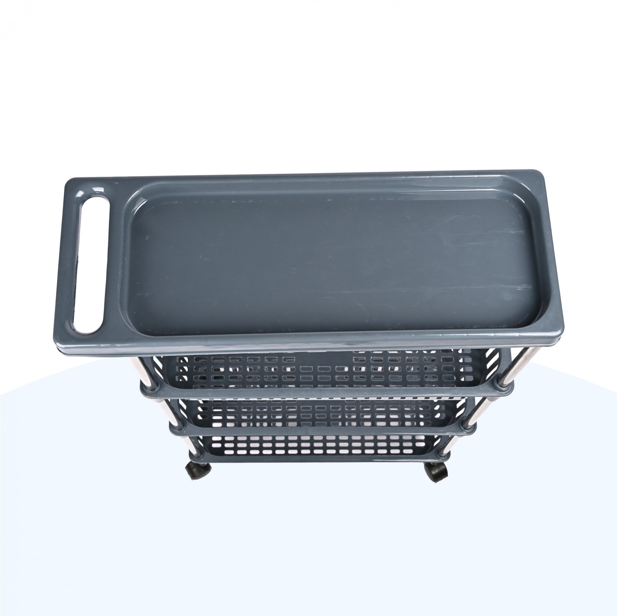 Kuber Industries Storage Rack with Wheels  Slim 4-Layer Storage Organizer Rack  Kitchen Spice Rack  Multipurpose Storage Rack for Home-Office-Hospital  Cutlery Kitchen Rack  Grey