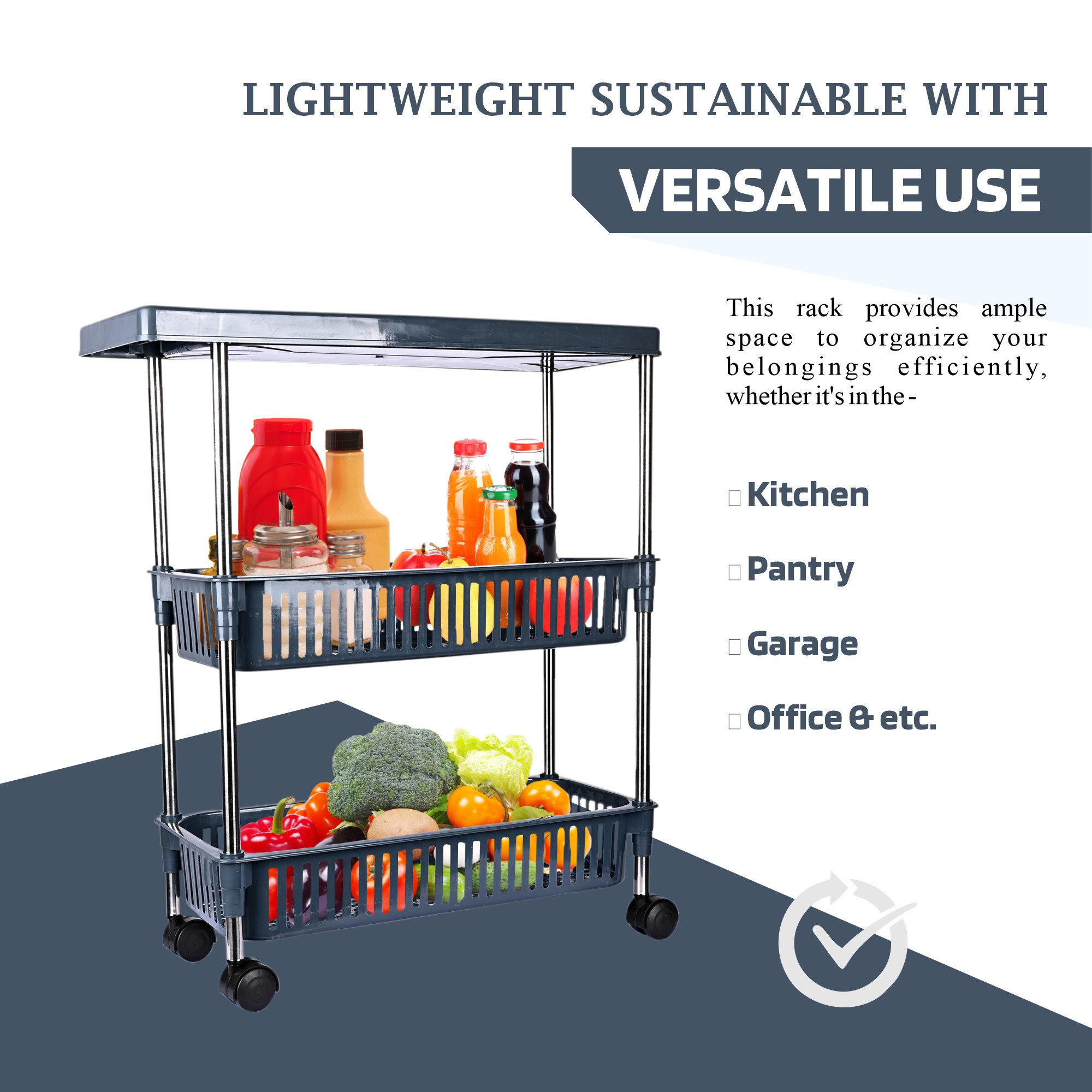 Kuber Industries Storage Rack with Wheels  Slim 4-Layer Storage Organizer Rack  Kitchen Spice Rack  Multipurpose Storage Rack for Home-Office-Hospital  Cutlery Kitchen Rack  Grey