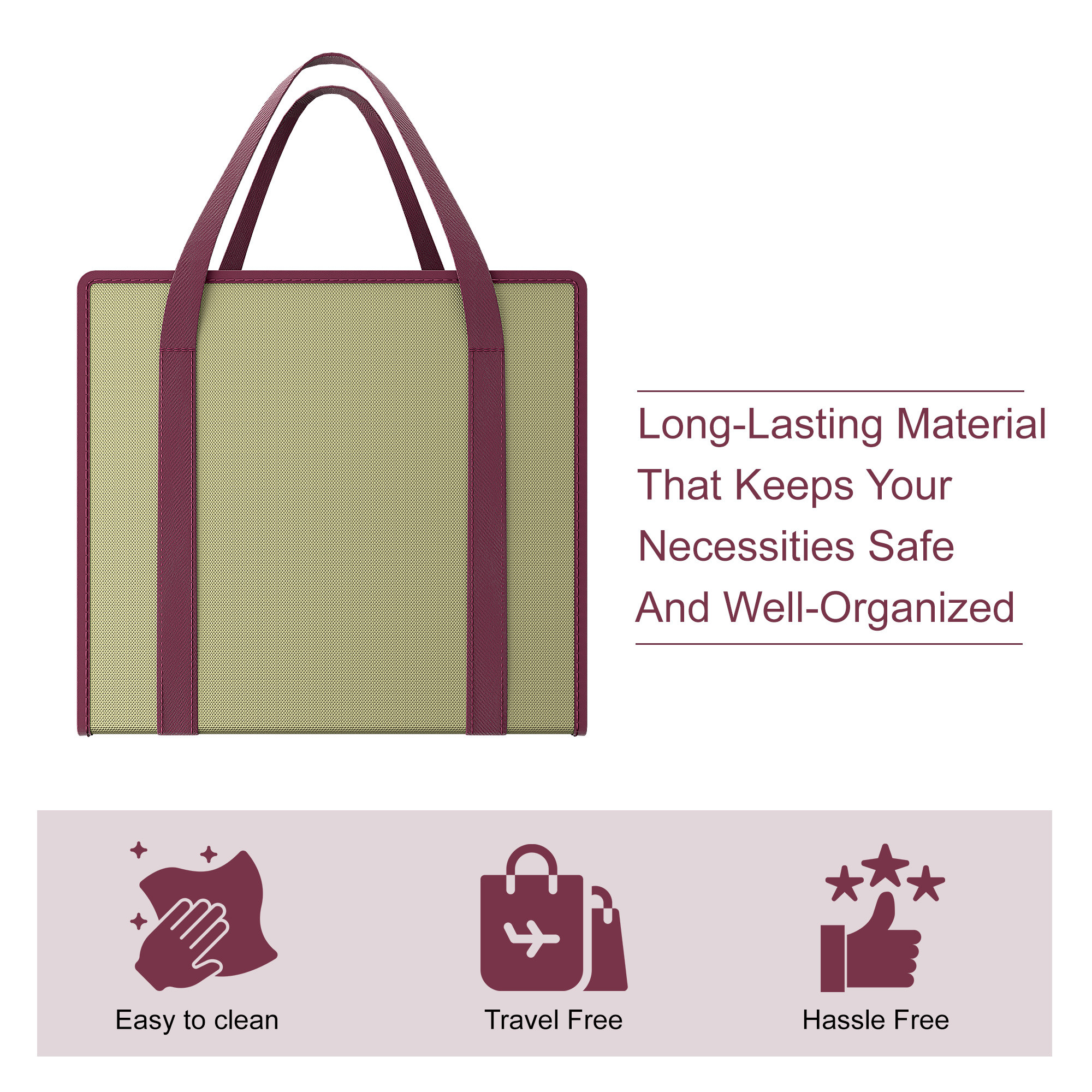 Kuber Industries Storage Shopping Bag  Grocery Bag For Daily Use  Zipper Tote Bags  Waterproof Clothing Bag  Foldable Shoulder Bag with Handle  Small  Maroon Patti  Brown