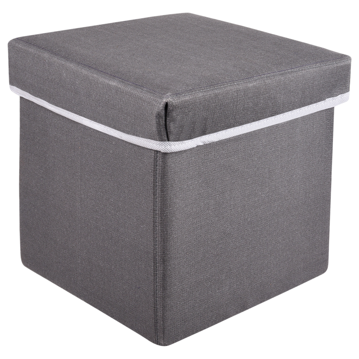 Kuber Industries Storage Stool|Foldable Storage Box|MDF Wooden Sitting Stool|Stool For Living Room|Sitting Storage Box|Storage Box For Toys (Gray)