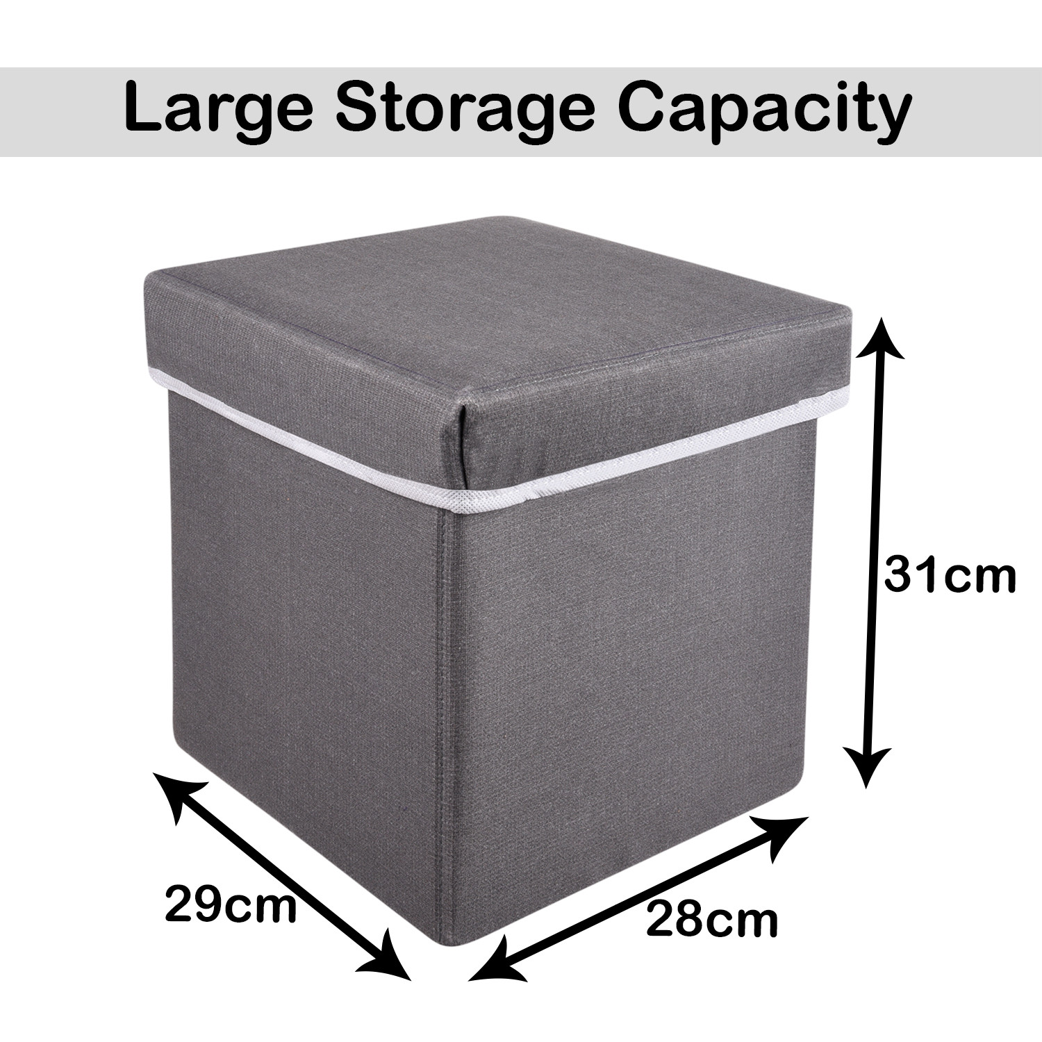 Kuber Industries Storage Stool|Foldable Storage Box|MDF Wooden Sitting Stool|Stool For Living Room|Sitting Storage Box|Storage Box For Toys (Gray)