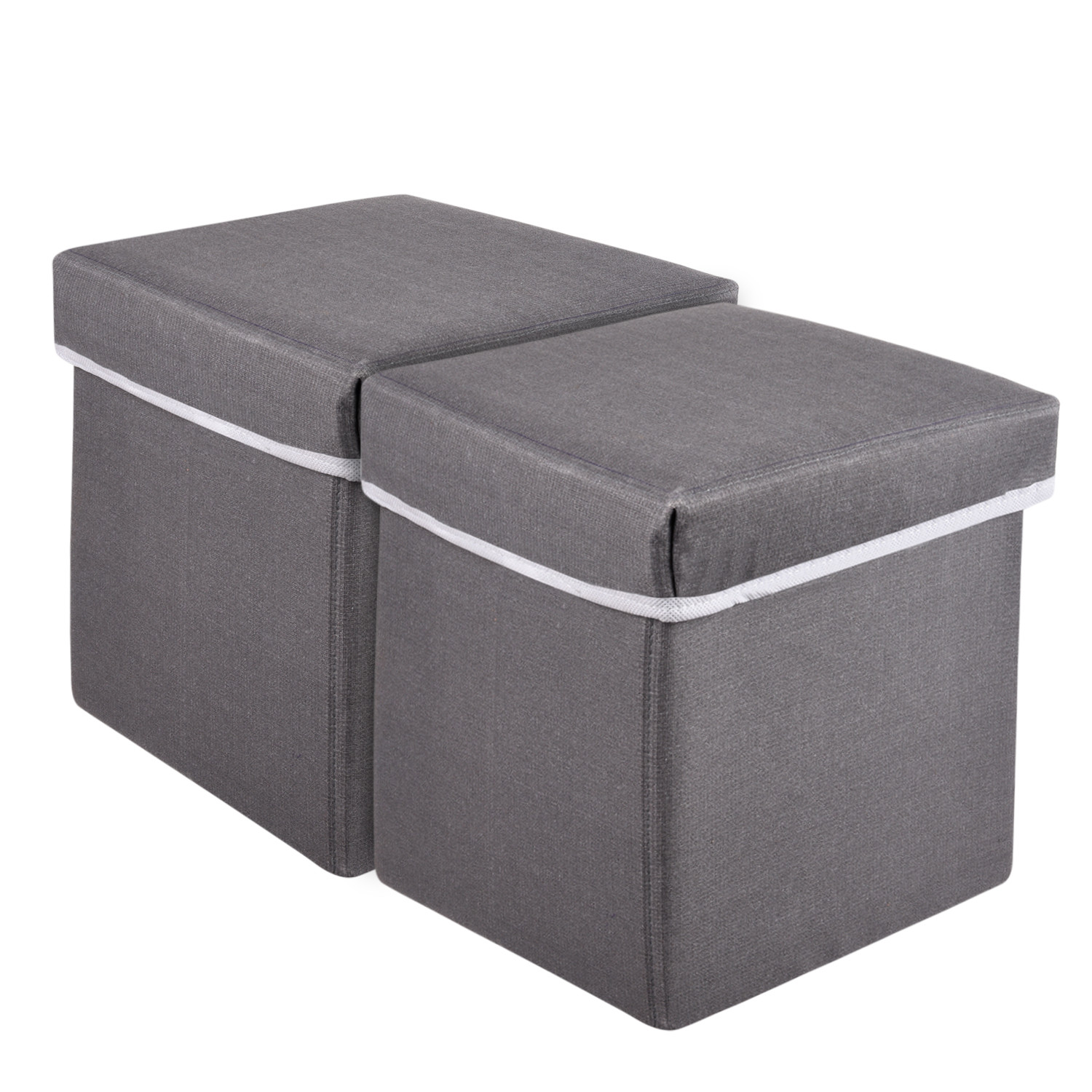 Kuber Industries Storage Stool|Foldable Storage Box|MDF Wooden Sitting Stool|Stool For Living Room|Sitting Storage Box|Storage Box For Toys (Gray)