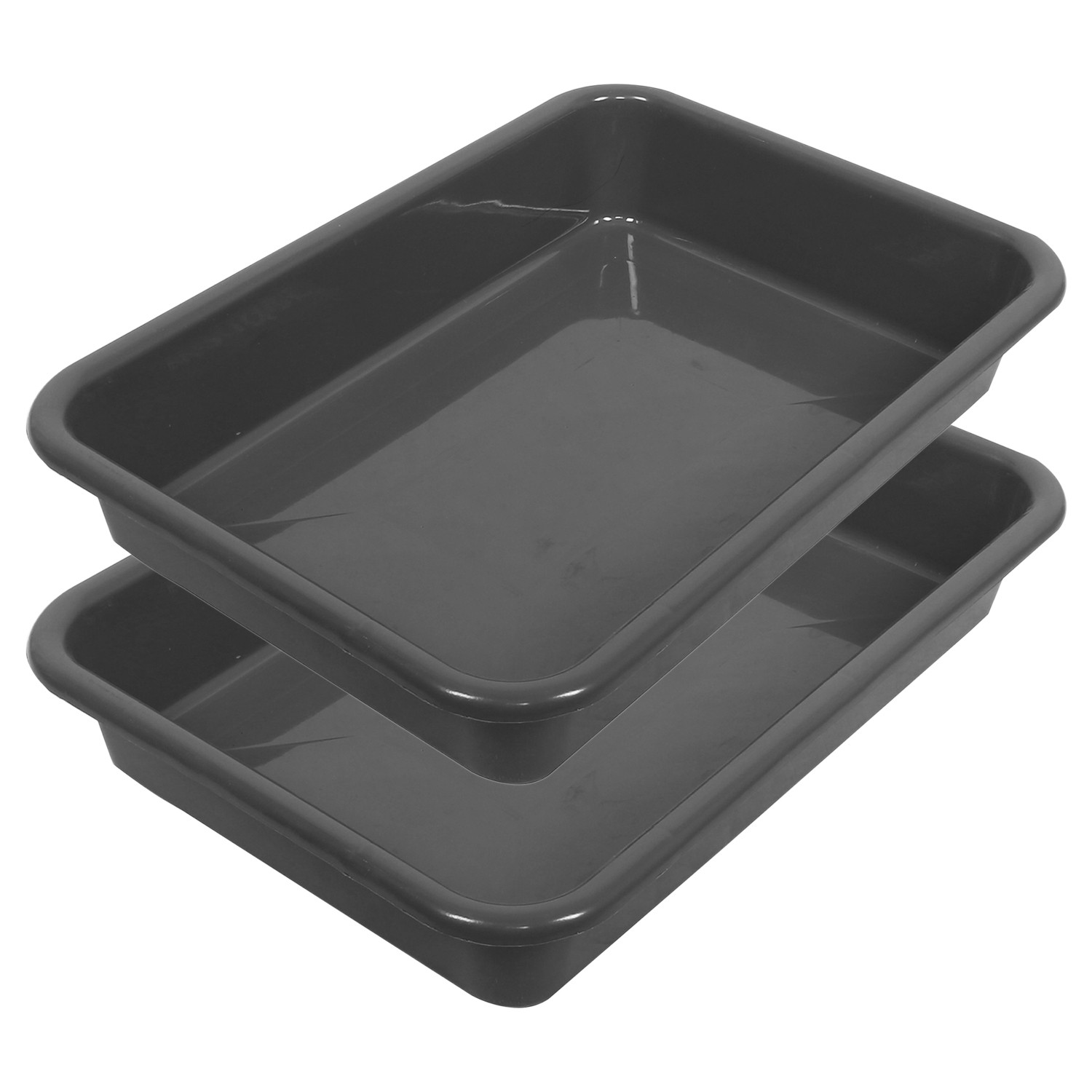 Kuber Industries Storage Tray|Versatile Plastic Storage Organizer|Rectangular Tray for Kitchen Storage|Storage Tray for office|Exel Tray 555 (Gray)