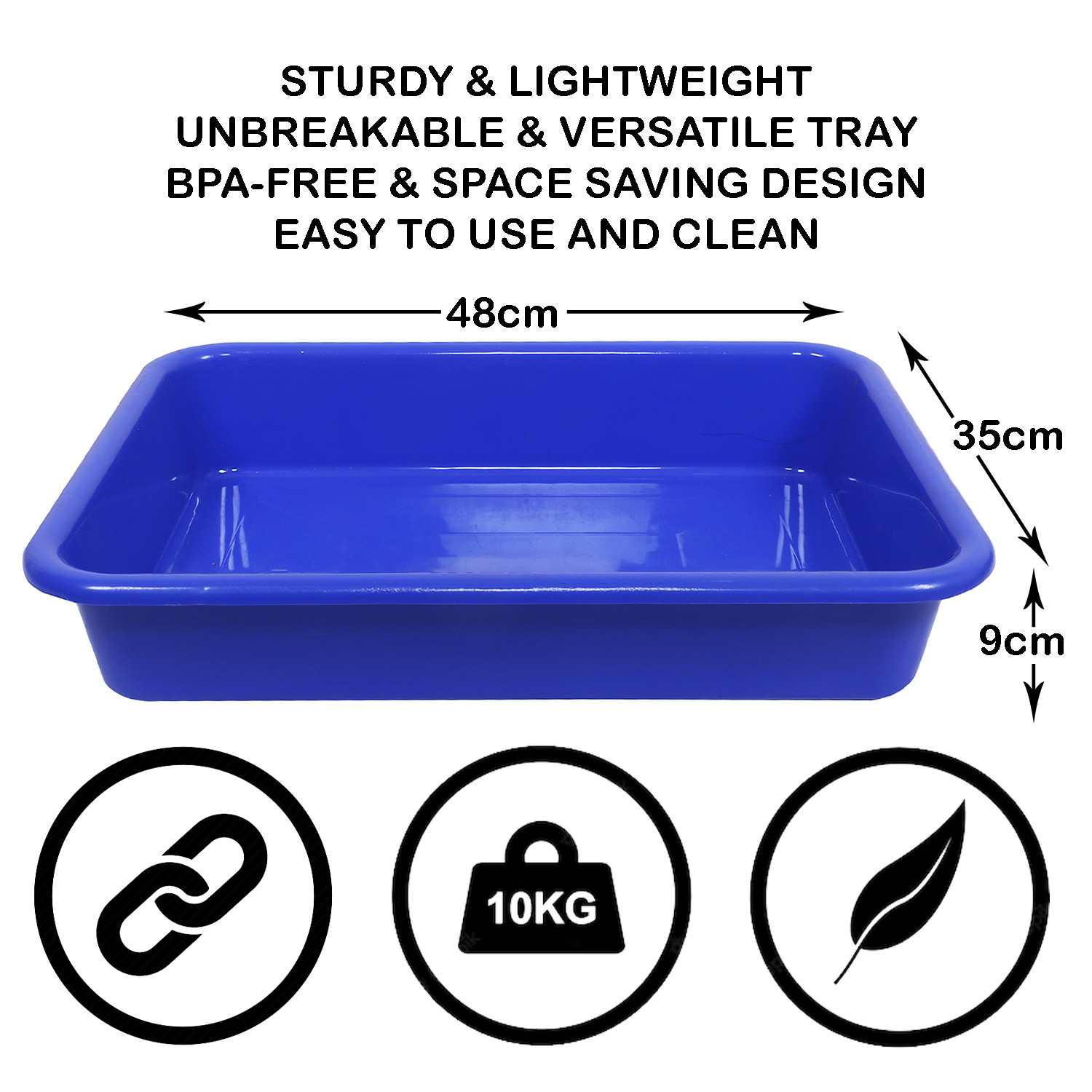 Kuber Industries Storage Tray|Versatile Plastic Storage Organizer|Rectangular Tray for Kitchen Storage|Storage Tray for office|Exel Tray 555 (Blue)