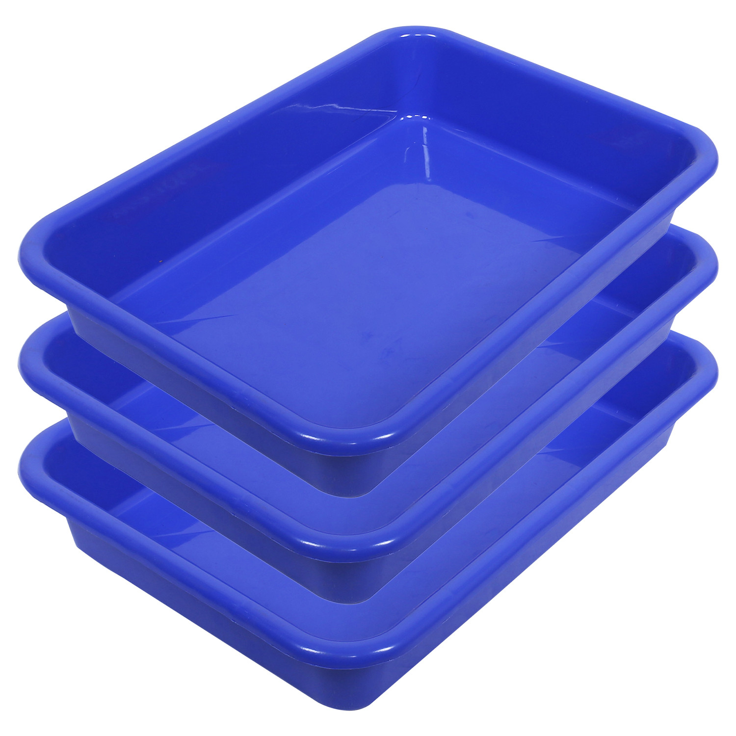 Kuber Industries Storage Tray|Versatile Plastic Storage Organizer|Rectangular Tray for Kitchen Storage|Storage Tray for office|Exel Tray 555 (Blue)