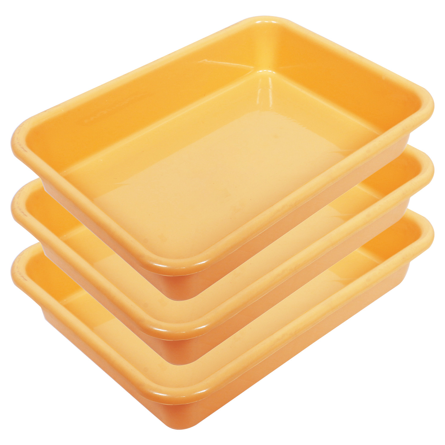 Kuber Industries Storage TrayVersatile Plastic Storage OrganizerRectangular Tray for Kitchen StorageStorage Tray for officeExel Tray 555 Yellow