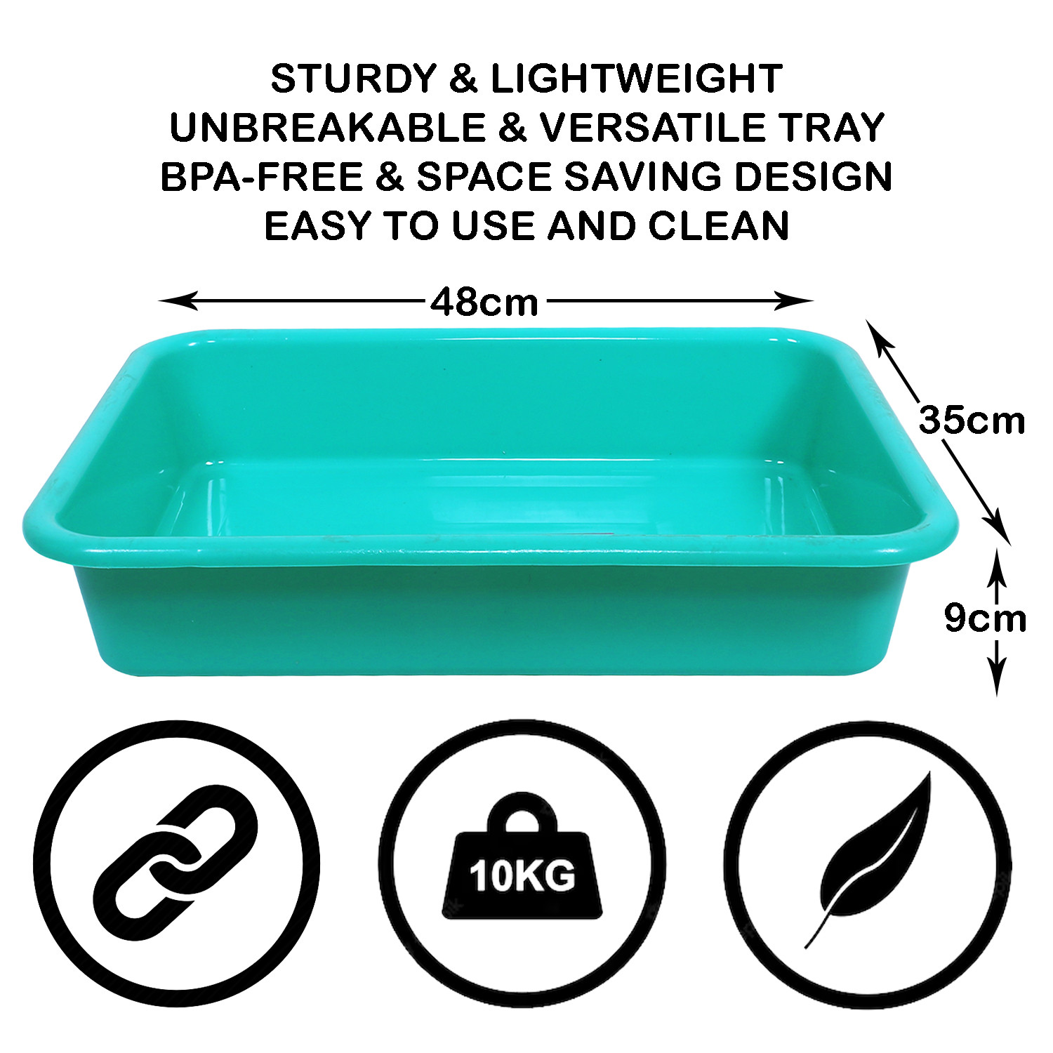 Kuber Industries Storage Tray|Versatile Plastic Storage Organizer|Rectangular Tray for Kitchen Storage|Storage Tray for office|Exel Tray 555 (Green)