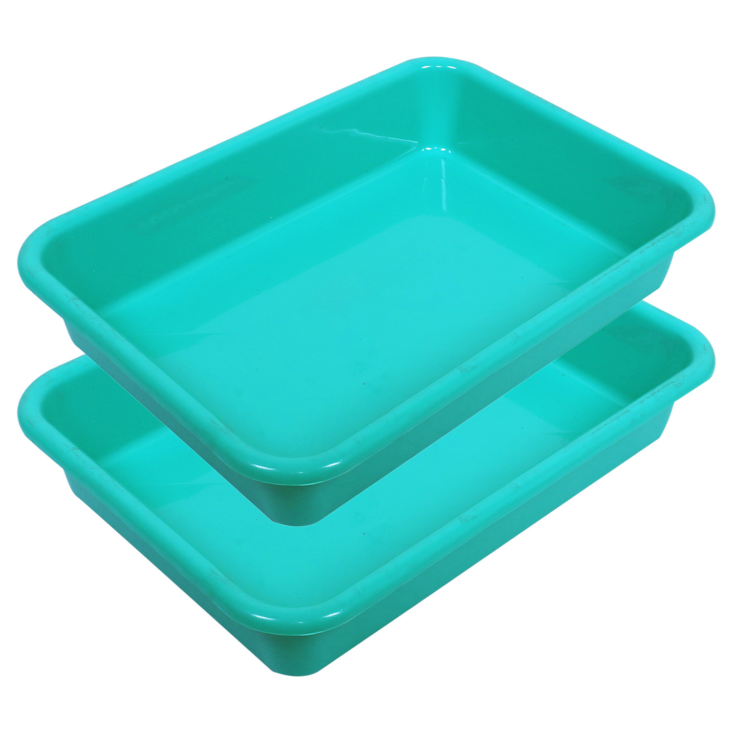 Kuber Industries Storage Tray|Versatile Plastic Storage Organizer|Rectangular Tray for Kitchen Storage|Storage Tray for office|Exel Tray 555 (Green)