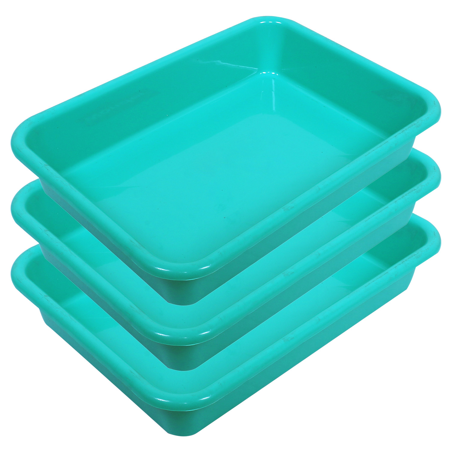 Kuber Industries Storage Tray|Versatile Plastic Storage Organizer|Rectangular Tray for Kitchen Storage|Storage Tray for office|Exel Tray 555 (Green)
