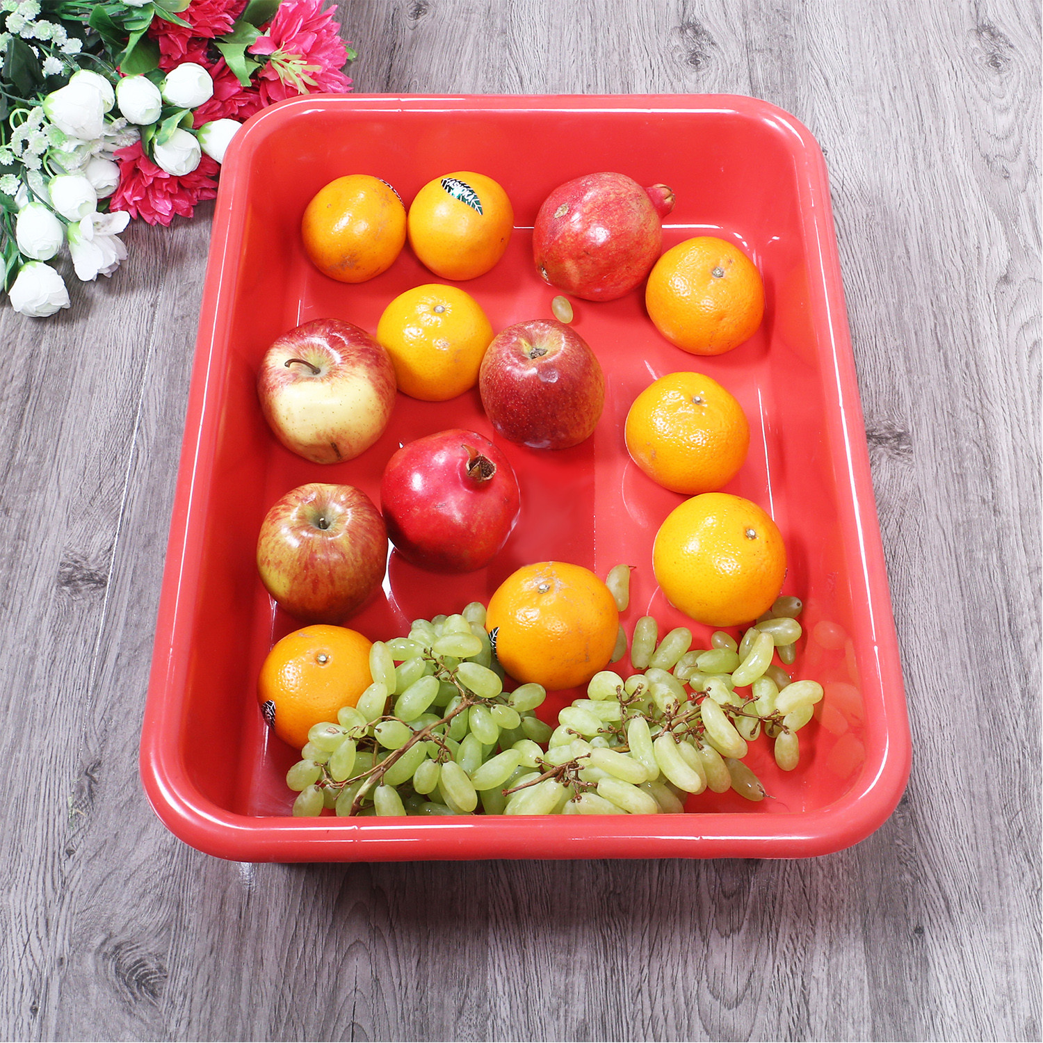 Kuber Industries Storage Tray|Versatile Plastic Storage Organizer|Rectangular Tray for Kitchen Storage|Storage Tray for office|Exel Tray 555 (Red)