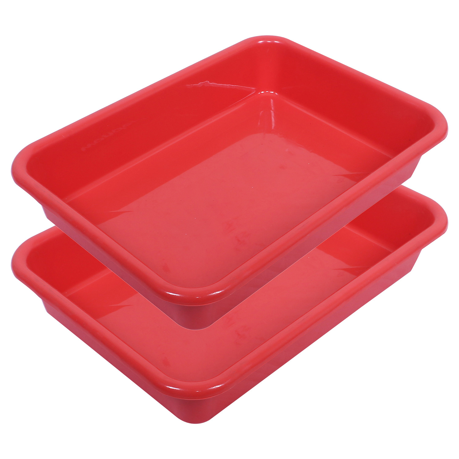 Kuber Industries Storage Tray|Versatile Plastic Storage Organizer|Rectangular Tray for Kitchen Storage|Storage Tray for office|Exel Tray 555 (Red)