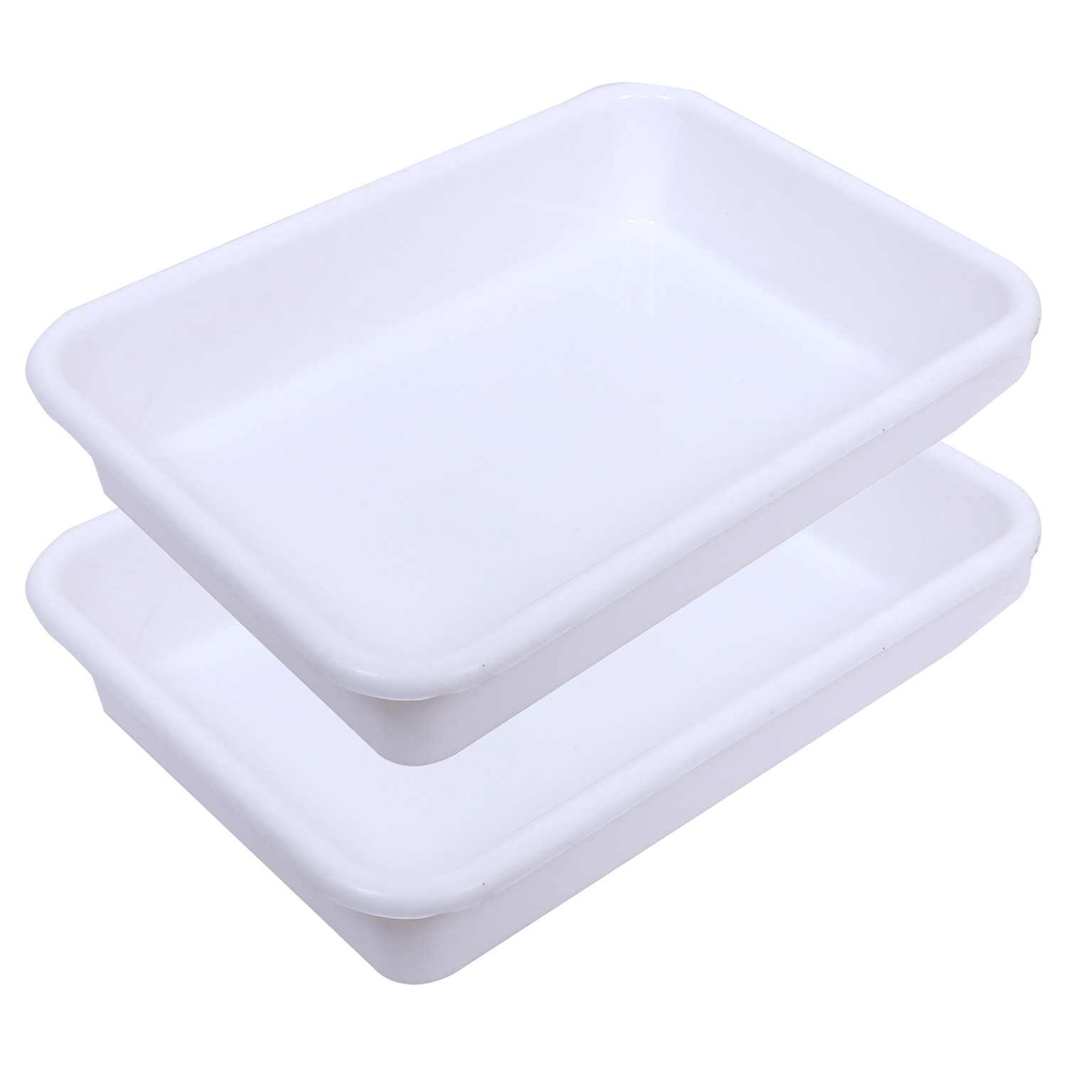 Kuber Industries Storage Tray|Versatile Plastic Storage Organizer|Rectangular Tray for Kitchen Storage|Storage Tray for office|Exel Tray 555 (White)