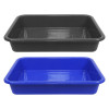 Kuber Industries Storage Tray|Versatile Plastic Storage Organizer|Rectangular Tray for Kitchen Storage|Storage Tray for office|Exel Tray 555|Pack of 2 (Gray &amp; Blue)
