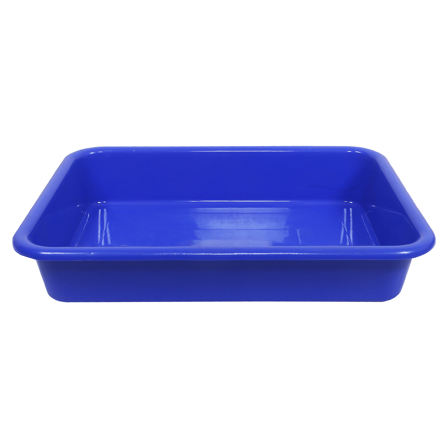 Kuber Industries Storage Tray|Versatile Plastic Storage Organizer|Rectangular Tray for Kitchen Storage|Storage Tray for office|Exel Tray 555|Pack of 2 (Gray & Blue)