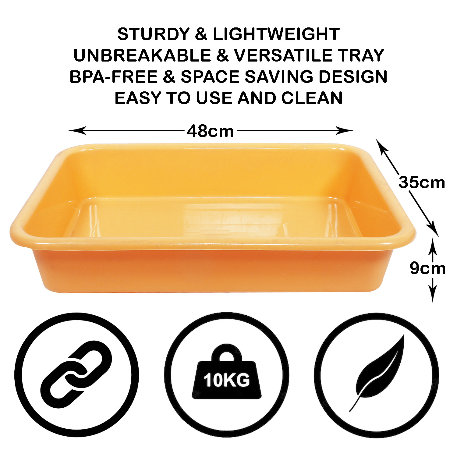 Kuber Industries Storage Tray|Versatile Plastic Storage Organizer|Rectangular Tray for Kitchen Storage|Storage Tray for office|Exel Tray 555|Pack of 2 (Gray & Yellow)