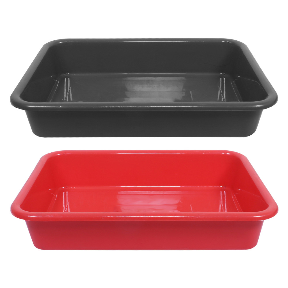 Kuber Industries Storage Tray|Versatile Plastic Storage Organizer|Rectangular Tray for Kitchen Storage|Storage Tray for office|Exel Tray 555|Pack of 2 (Gray &amp; Red)