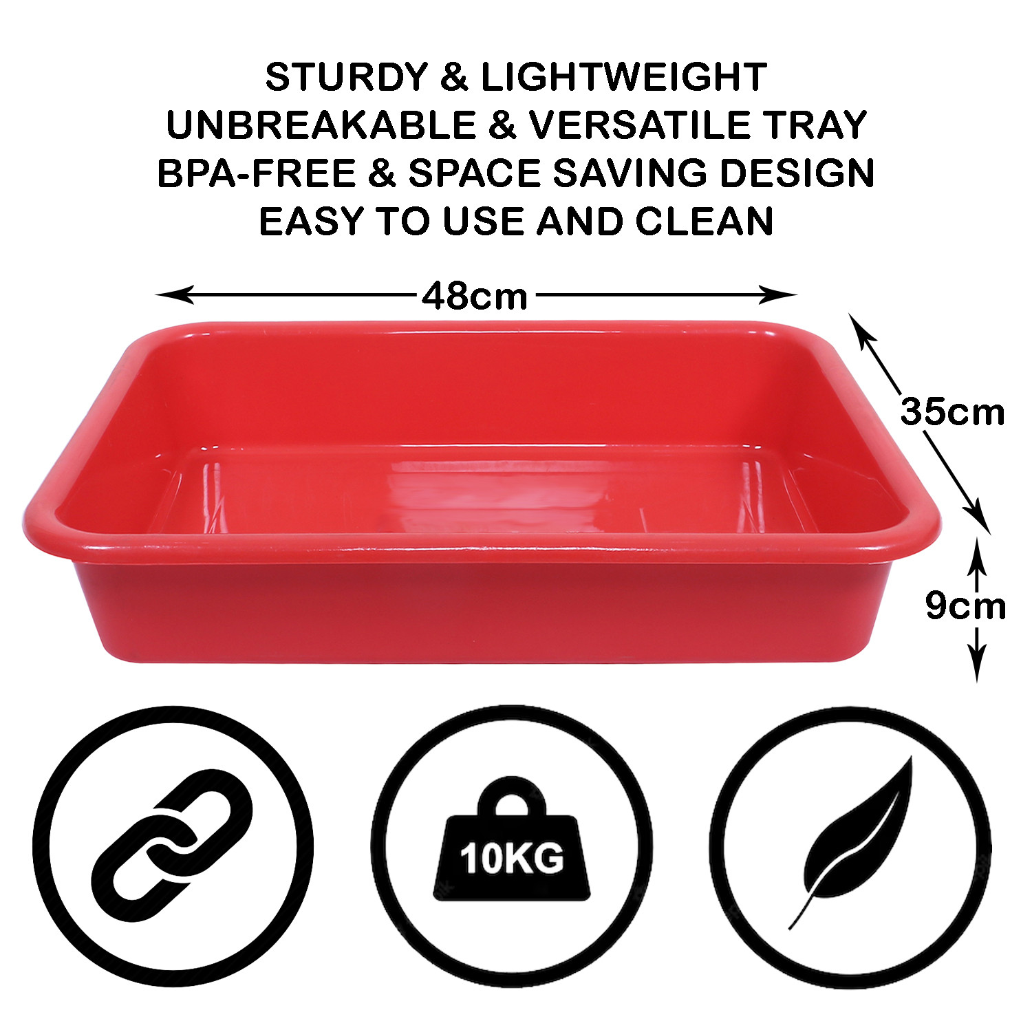 Kuber Industries Storage Tray|Versatile Plastic Storage Organizer|Rectangular Tray for Kitchen Storage|Storage Tray for office|Exel Tray 555|Pack of 2 (Gray & Red)
