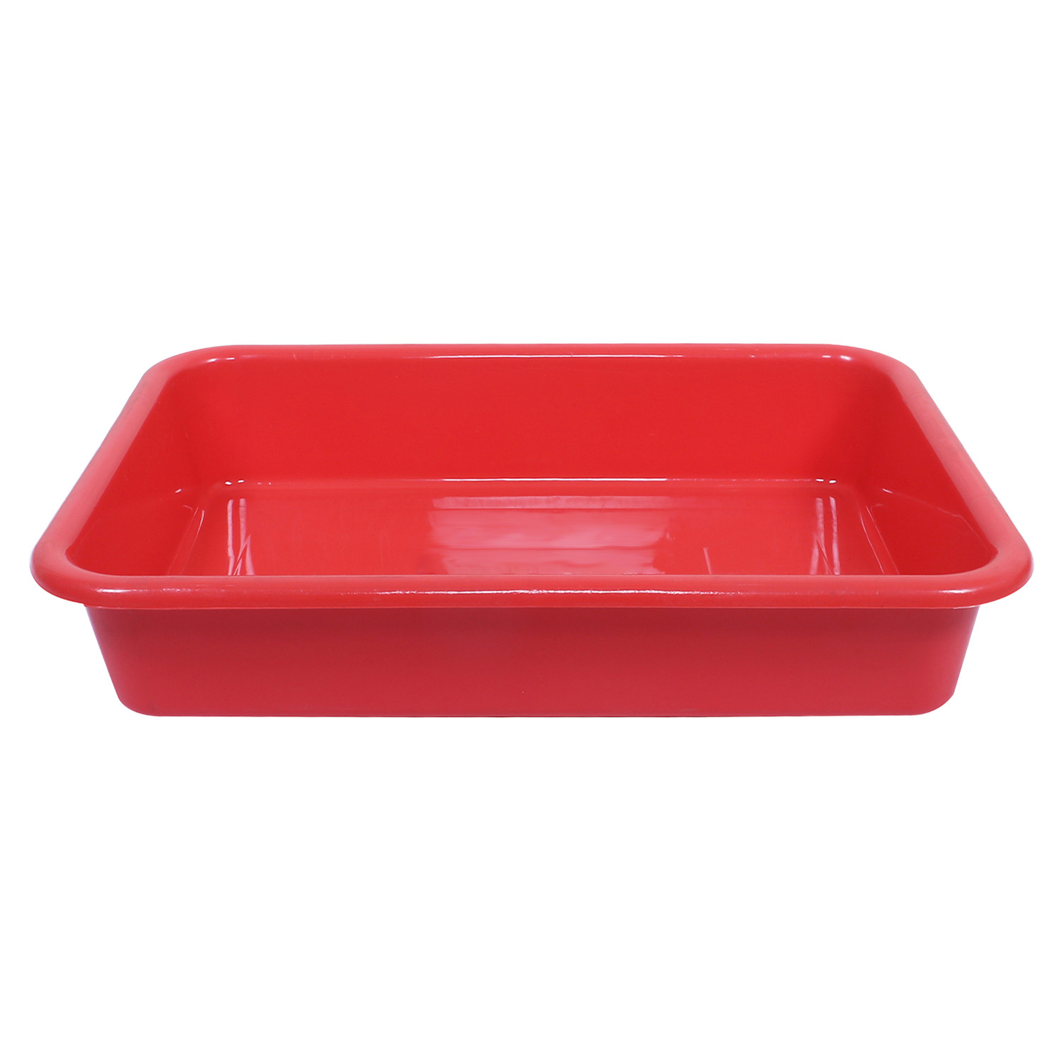 Kuber Industries Storage Tray|Versatile Plastic Storage Organizer|Rectangular Tray for Kitchen Storage|Storage Tray for office|Exel Tray 555|Pack of 2 (Gray & Red)