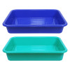 Kuber Industries Storage Tray|Versatile Plastic Storage Organizer|Rectangular Tray for Kitchen Storage|Storage Tray for office|Exel Tray 555|Pack of 2 (Blue &amp; Green)