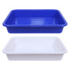 Kuber Industries Storage Tray|Versatile Plastic Storage Organizer|Rectangular Tray for Kitchen Storage|Storage Tray for office|Exel Tray 555|Pack of 2 (Blue &amp; White)