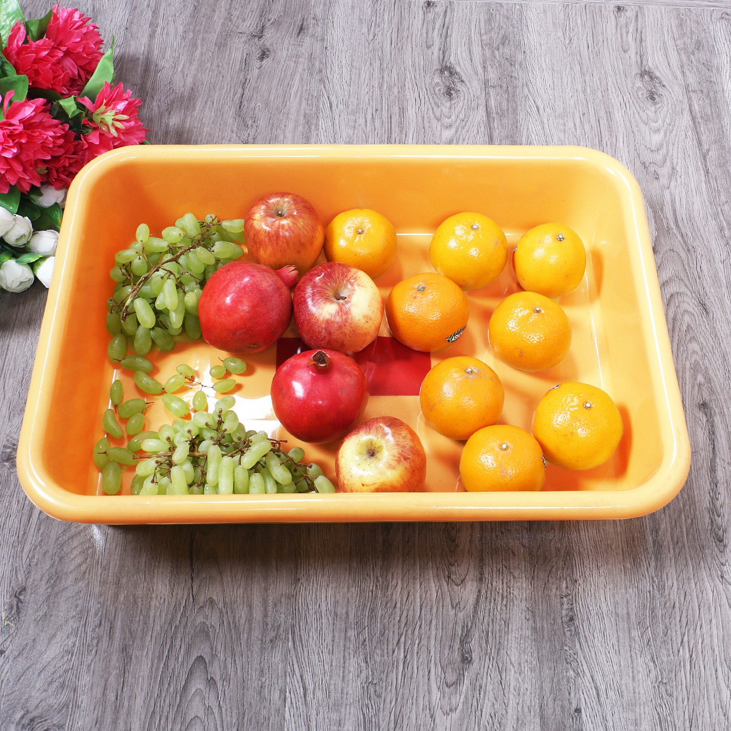 Kuber Industries Storage Tray|Versatile Plastic Storage Organizer|Rectangular Tray for Kitchen Storage|Storage Tray for office|Exel Tray 555|Pack of 2 (Yellow & Green)