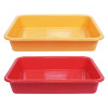 Kuber Industries Storage Tray|Versatile Plastic Storage Organizer|Rectangular Tray for Kitchen Storage|Storage Tray for office|Exel Tray 555|Pack of 2 (Yellow &amp; Red)