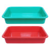 Kuber Industries Storage Tray|Versatile Plastic Storage Organizer|Rectangular Tray for Kitchen Storage|Storage Tray for office|Exel Tray 555|Pack of 2 (Green &amp; Red)