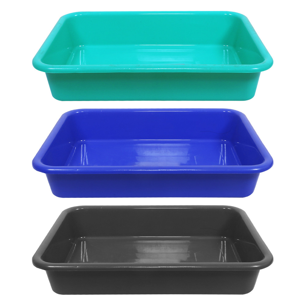 Kuber Industries Storage Tray|Versatile Plastic Storage Organizer|Rectangular Tray for Kitchen Storage|Storage Tray for office|Exel Tray 555|Pack of 3 (Multicolor)