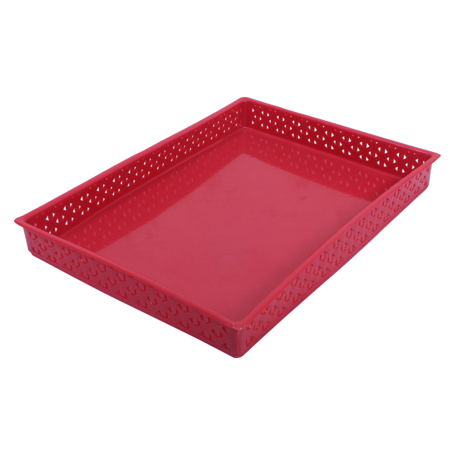 Kuber Industries Storage Tray|Versatile Plastic Storage Organizer|Rectangular Tray for Kitchen Storage|Storage Tray for office|ALEXA-15 (Maroon)