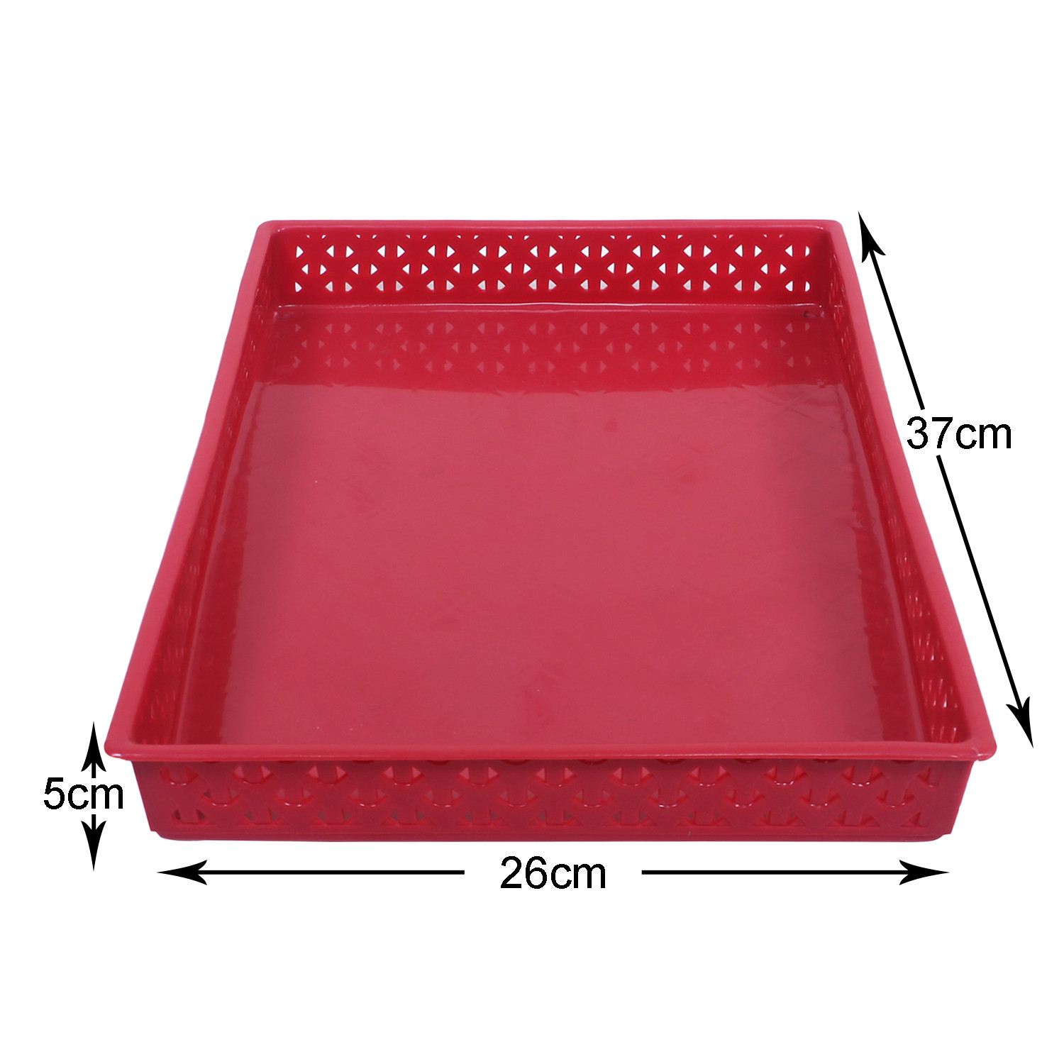 Kuber Industries Storage Tray|Versatile Plastic Storage Organizer|Rectangular Tray for Kitchen Storage|Storage Tray for office|ALEXA-15 (Maroon)