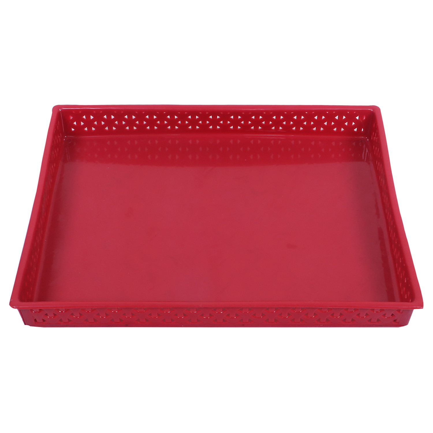 Kuber Industries Storage Tray|Versatile Plastic Storage Organizer|Rectangular Tray for Kitchen Storage|Storage Tray for office|ALEXA-15 (Maroon)