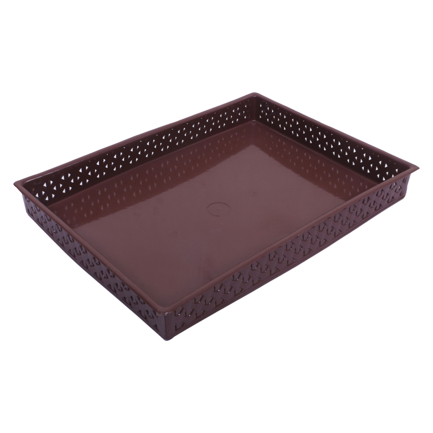 Kuber Industries Storage Tray|Versatile Plastic Storage Organizer|Rectangular Tray for Kitchen Storage|Storage Tray for office|ALEXA-15 (Brown)
