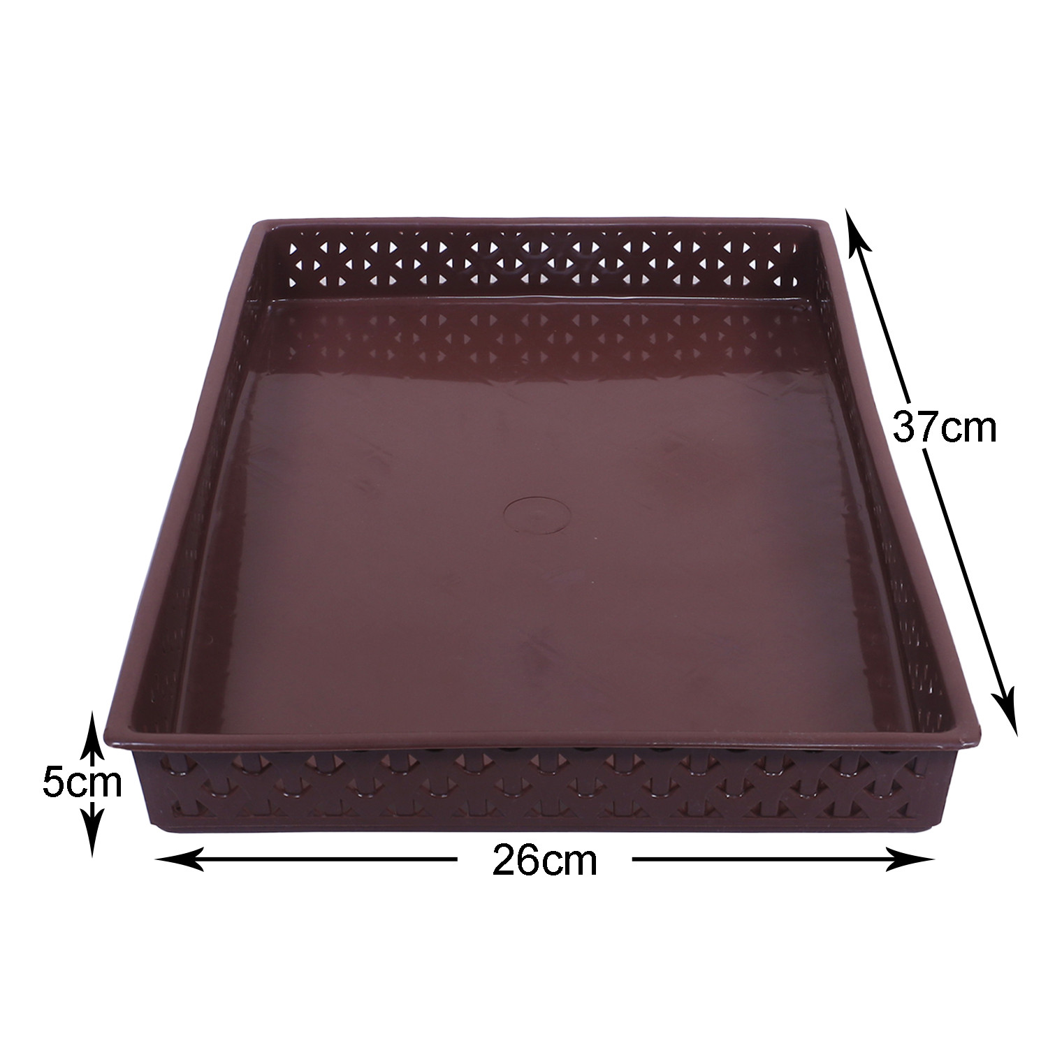 Kuber Industries Storage Tray|Versatile Plastic Storage Organizer|Rectangular Tray for Kitchen Storage|Storage Tray for office|ALEXA-15 (Brown)