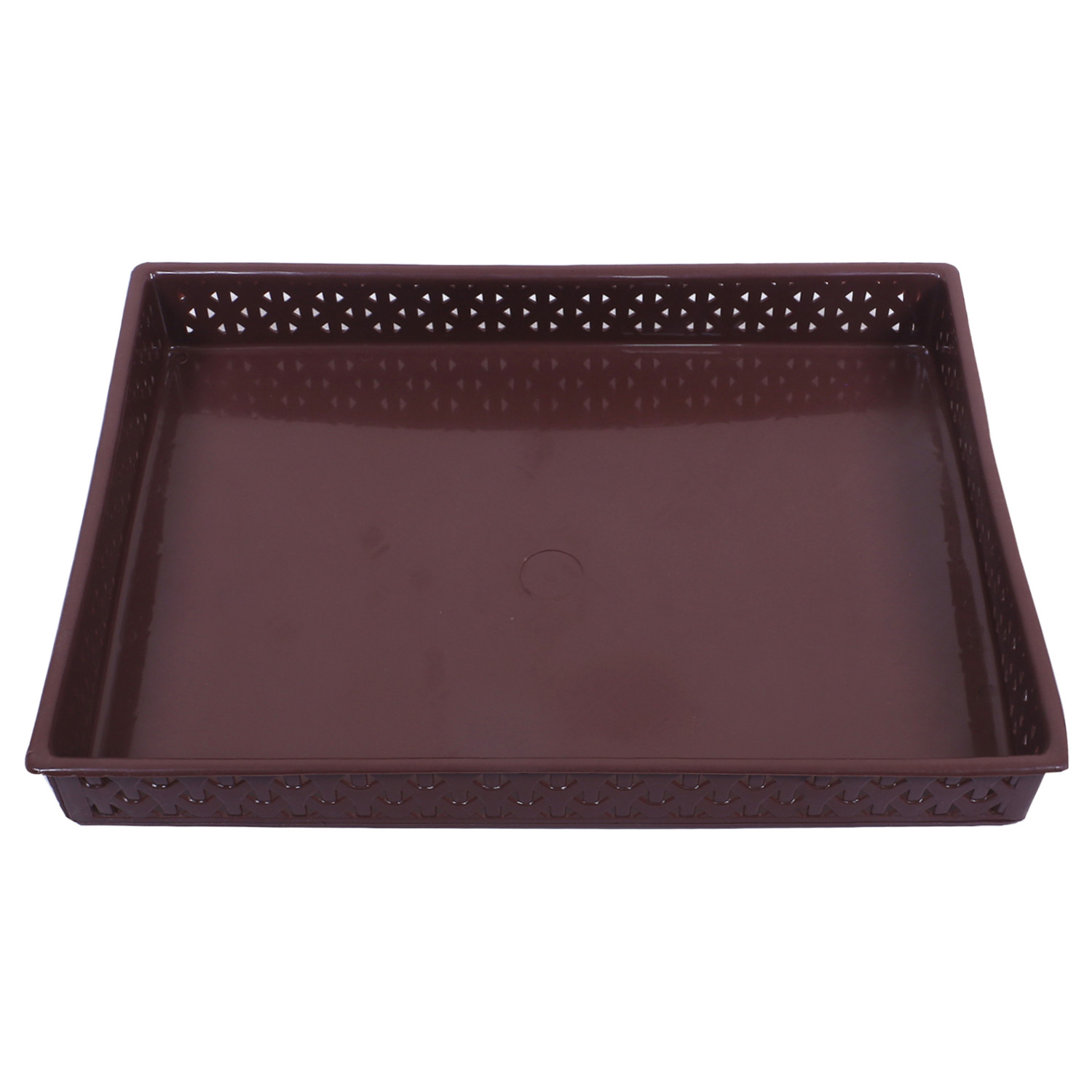 Kuber Industries Storage Tray|Versatile Plastic Storage Organizer|Rectangular Tray for Kitchen Storage|Storage Tray for office|ALEXA-15 (Brown)