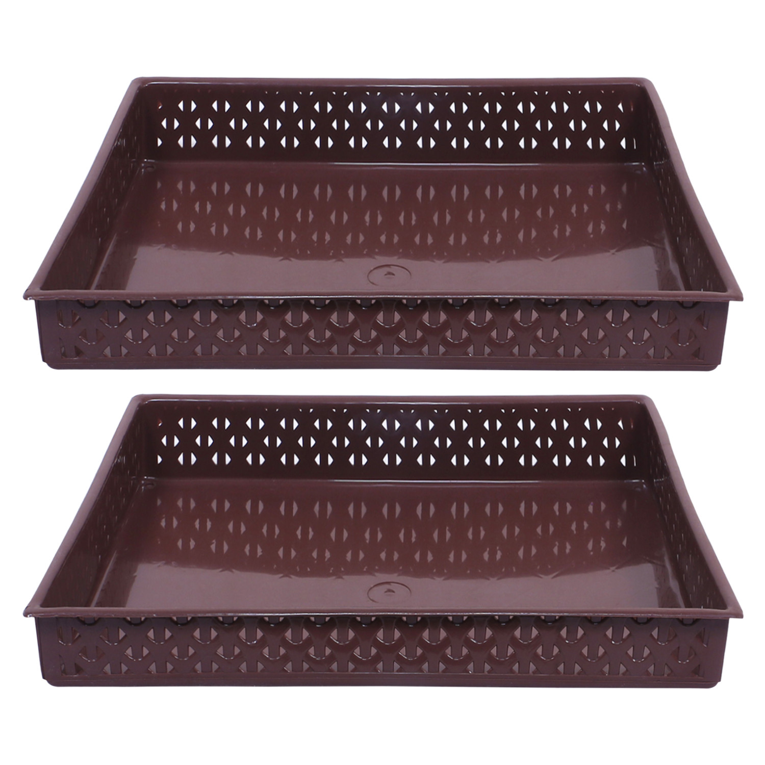 Kuber Industries Storage Tray|Versatile Plastic Storage Organizer|Rectangular Tray for Kitchen Storage|Storage Tray for office|ALEXA-15 (Brown)