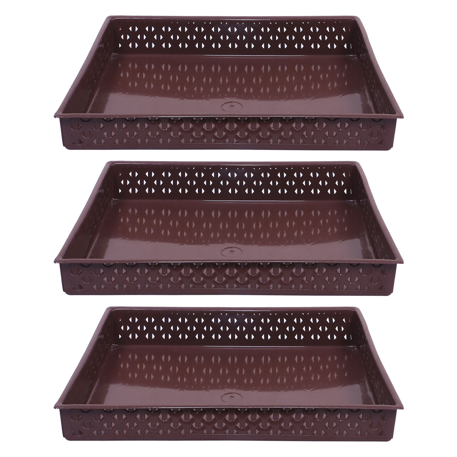 Kuber Industries Storage Tray|Versatile Plastic Storage Organizer|Rectangular Tray for Kitchen Storage|Storage Tray for office|ALEXA-15 (Brown)