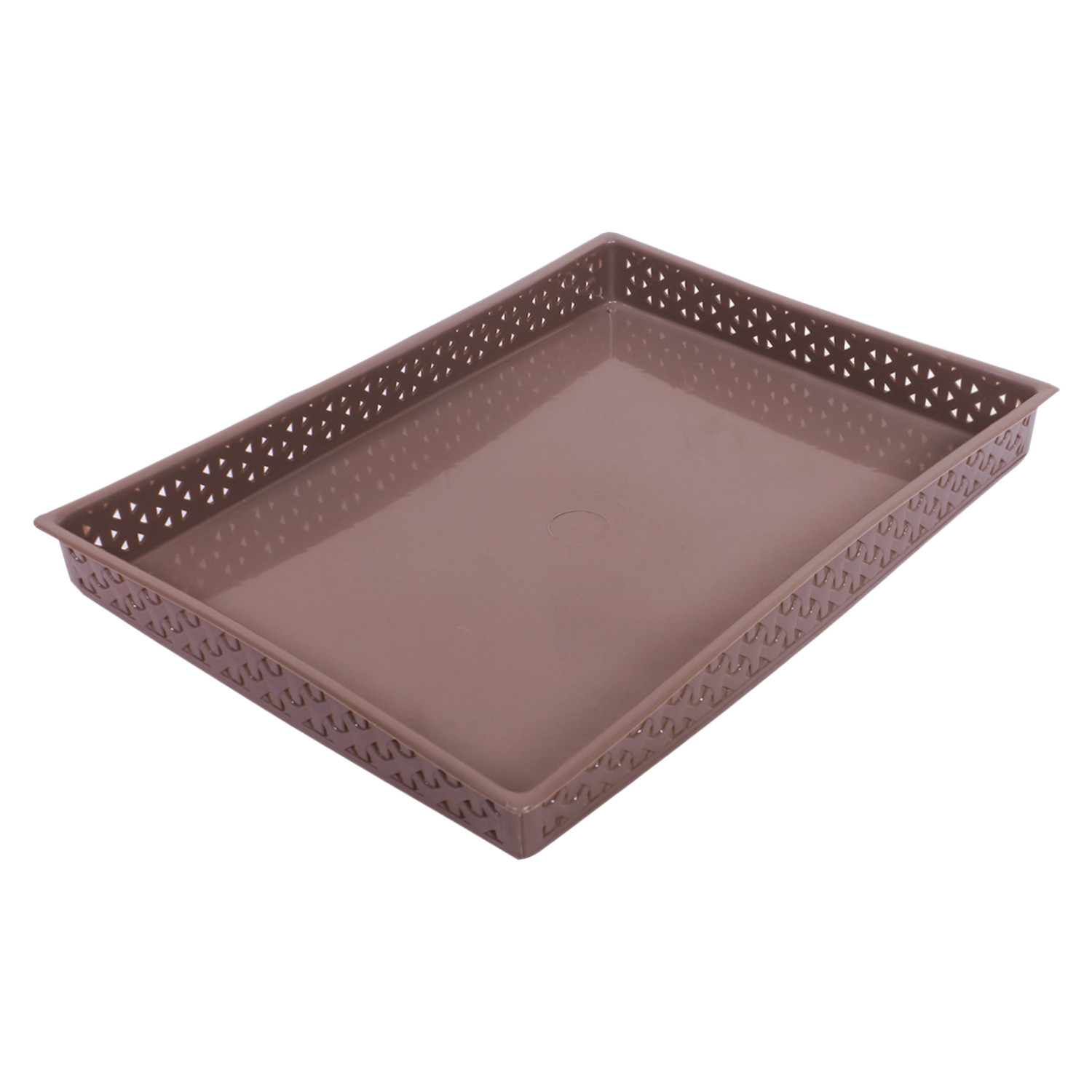 Kuber Industries Storage Tray|Versatile Plastic Storage Organizer|Rectangular Tray for Kitchen Storage|Storage Tray for office|ALEXA-15 (Coffee)
