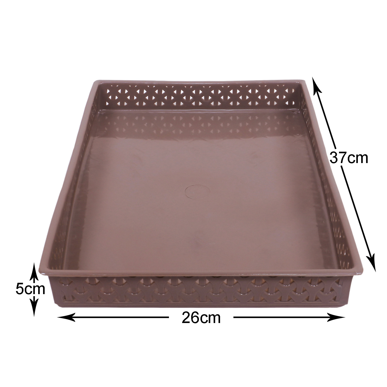 Kuber Industries Storage Tray|Versatile Plastic Storage Organizer|Rectangular Tray for Kitchen Storage|Storage Tray for office|ALEXA-15 (Coffee)