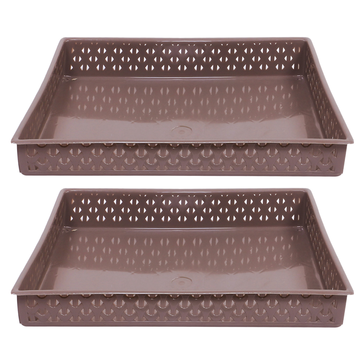 Kuber Industries Storage Tray|Versatile Plastic Storage Organizer|Rectangular Tray for Kitchen Storage|Storage Tray for office|ALEXA-15 (Coffee)